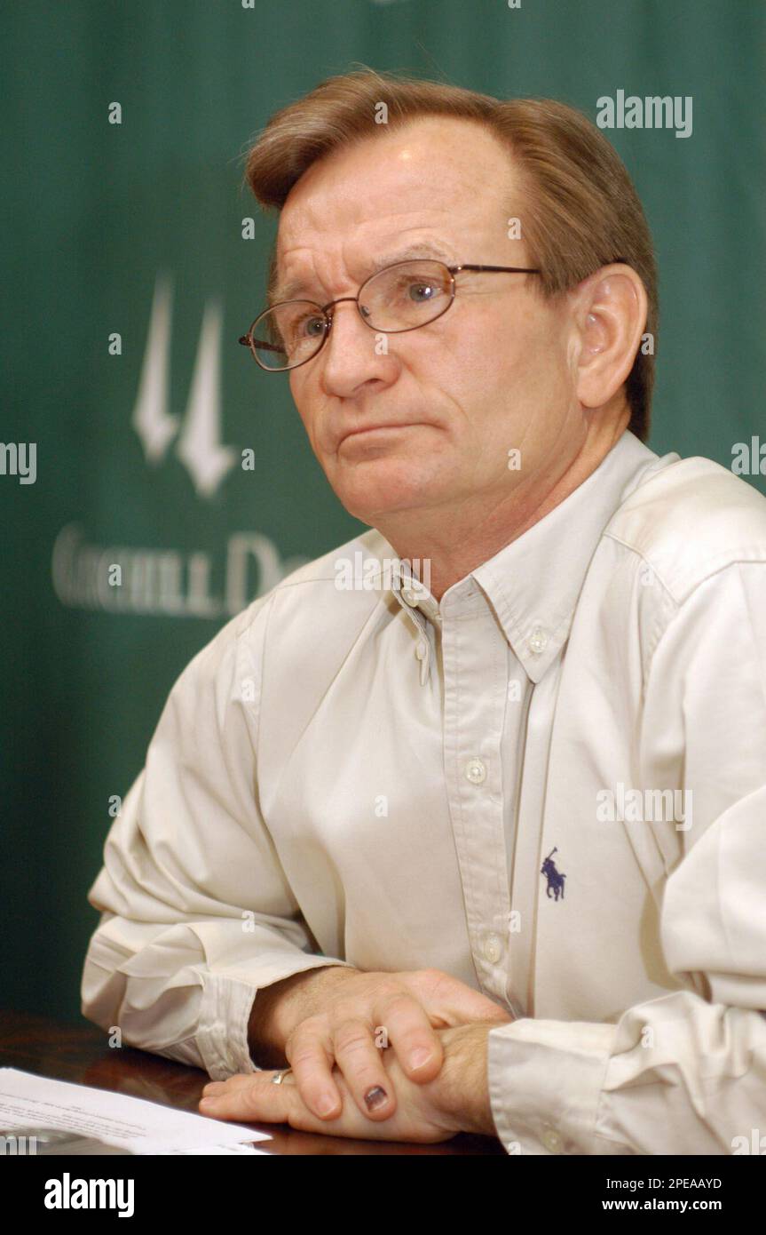 Hall of Fame jockey Pat Day faces reporters, in Louisville, Ky., Friday